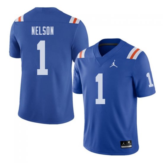 Men's Florida Gators #1 Reggie Nelson NCAA Jordan Brand Royal Throwback Alternate Authentic Stitched College Football Jersey RZL3062UL